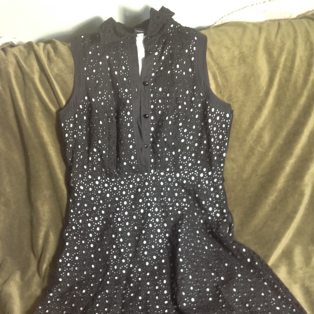 Cotton eyelet lace vintage-look polka dot dress